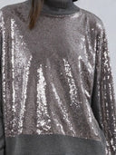 Religion Hailey Turtleneck Grey Marl Sequin Sweater