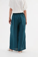 Tirelli Pleat Front Linen Palazzo Pant in Deep Marine