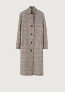 Rosso35 Long Checked Coat In Black/Camel