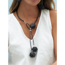 Indira Mango Wood Hexagonal Ball Necklace In Black