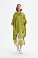 Tirelli Oversized Linen Poncho In Chartreuse Green