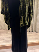 Grizas Long Crinkle Velvet Jacket In Green