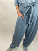 OSKA Pinstripe Linen Trousers with Tie Belt in Air
