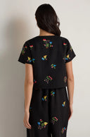 Sahara Vintage Floral Embroidery Jacket In Black Multi