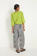 Luukaa Clarisse Linen Trousers In Black And White Check