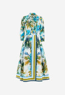 Sara Roka Dress In Watercolour Palms