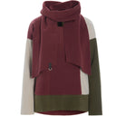 Henriette Steffensen Patchwork top With Scarf In Bordeaux/Kit/Moss