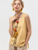 Indira Dyed Horn Bead Necklace In Orange/Yellow