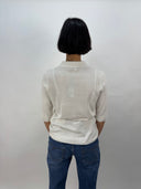 Estheme Silk Polo Top in Creme
