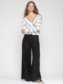 Vilagallo Palazzo Black Velvet Trousers With Shimmer