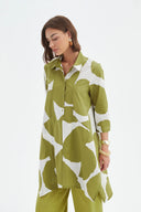 Tirelli Handkerchief Hem Shirt In Chartreuse And White Spot