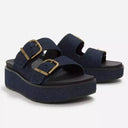 Fitflop Gen-FF Max Buckle Two-Bar Denim Slides In Dark Denim