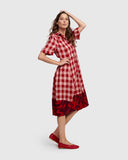 Alembika Checked Dress with Pattern at Hem