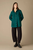 Sahara Babycord Scalloped Edge Shirt in Jade Green
