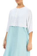 Grizas Short Linen Cardigan In White