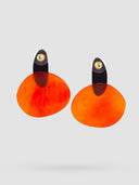 Indira Dyed Horn Earrings In Orange And Black