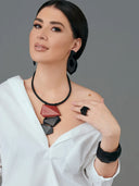 Indira Mango Wood Necklace In Black And Red