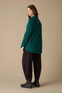 Sahara Babycord Scalloped Edge Shirt in Jade Green