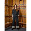 Henriette Steffensen Flare Trousers In Soft Black And Elephant