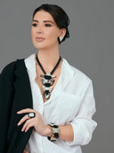 Indira Buffalo Horn Earring Grey/Yellow