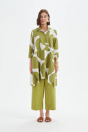 Tirelli Handkerchief Hem Shirt In Chartreuse And White Spot