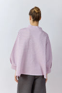 Yacco Maricard Cotton Jersey Blouse Sleeve Top In Lilac