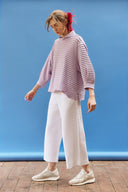 Yacco Maricard Cotton Jersey Blouse Sleeve Top In Lilac