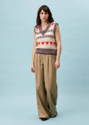 FRNCH Rhubarbe Knitted Top in Beige