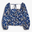 MaxMara Weekend Palpiti Blue Ivory Ruched Top