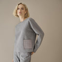 Margittes Sweatshirt In Soft Grey With Quilted Patch Pocket