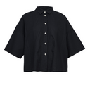 Yacco Maricard Cotton Lawn Overshirt in Black