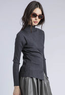 Religion Serena Grey Ribbed Wrap Sweater