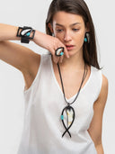 Indira Buffalo Horn And Resin Bracelet In Grey And Duck Egg