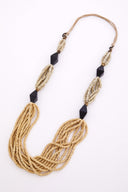 Naya Multi Bead Necklace With Black Hexagons