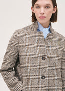 Rosso35 Long Checked Coat In Black/Camel