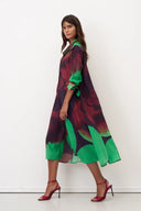 Bize Double Collar Dress In Raisin And Lime