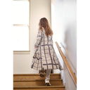 Henriette Steffenson Long Cardigan With Waterfall Collar In Clan Print Kit