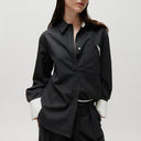 2NDDAY Ishii Shirt In Charcoal Pinstripe With White Cuff
