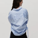 2NDDAY  Renta Sky Blue Shirt With Navy And White Pin Stripe