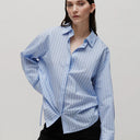 2NDDAY  Renta Sky Blue Shirt With Navy And White Pin Stripe