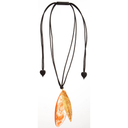 Zsiska Long Adjustable Necklace with Orange Leaf Pendant