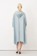 Bize Shawl Collar Dress In Duck Egg Blue With Orange Barley