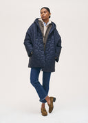Rosso35 Quilted Jacket With Hood In Navy