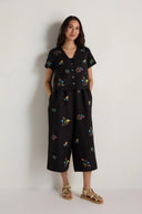 Sahara Vintage Floral Embroidery Jacket In Black Multi