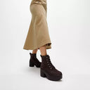 Fitflop Platform Suede Heeled Lace-Up Boots In Chocolate Brown