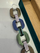 XAVIER-DEROME Gourmette M Link Bracelet in Blue/Mink/Sage