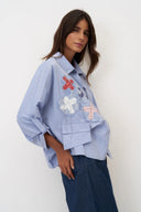 Bize Marmaro Embroidered Shirt In Baby Blue