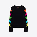 Vilagallo Intarsia Wool Crew Neck Sweater In Black With Neon Stars