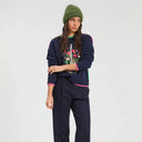 Vilagallo Guitarra Wool Sweater In Navy With Guitar Embroidery