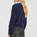 Vilagallo Intarsia Wool Cardigan In Navy With Red Heart